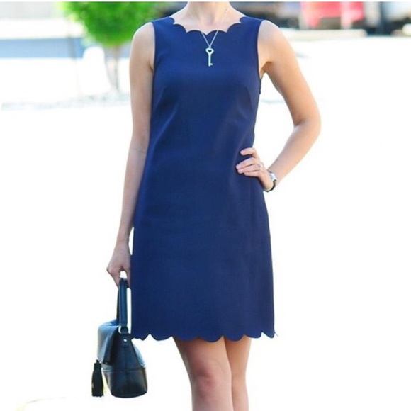 Like New Gorgeous Navy J. crew Scalloped Dress - Size 2 - Picture 8 of 10